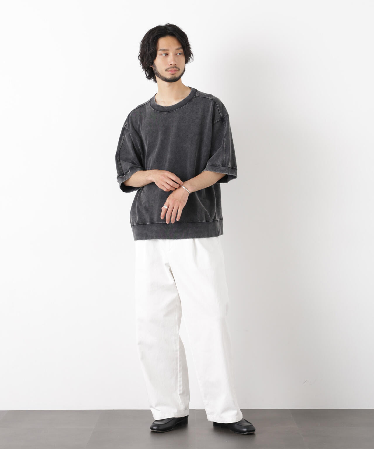 ケミカル加工袖線切替えTシャツ 6686224205