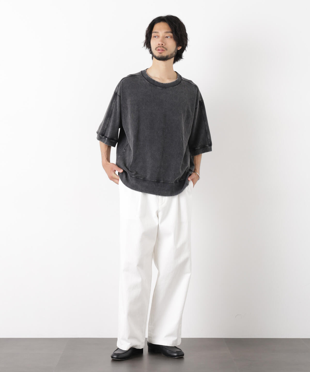 ケミカル加工袖線切替えTシャツ 6686224205