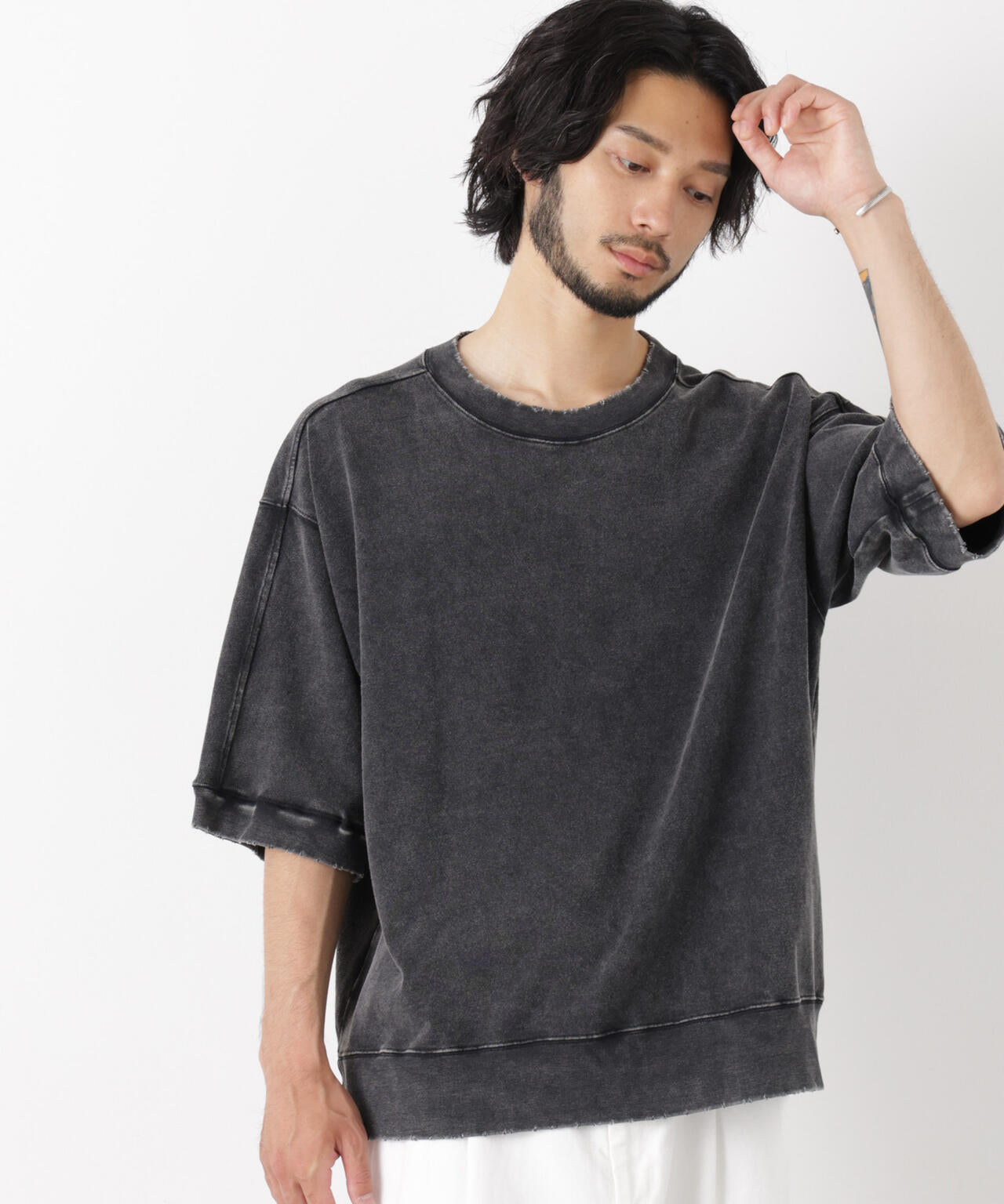 ケミカル加工袖線切替えTシャツ 6686224205