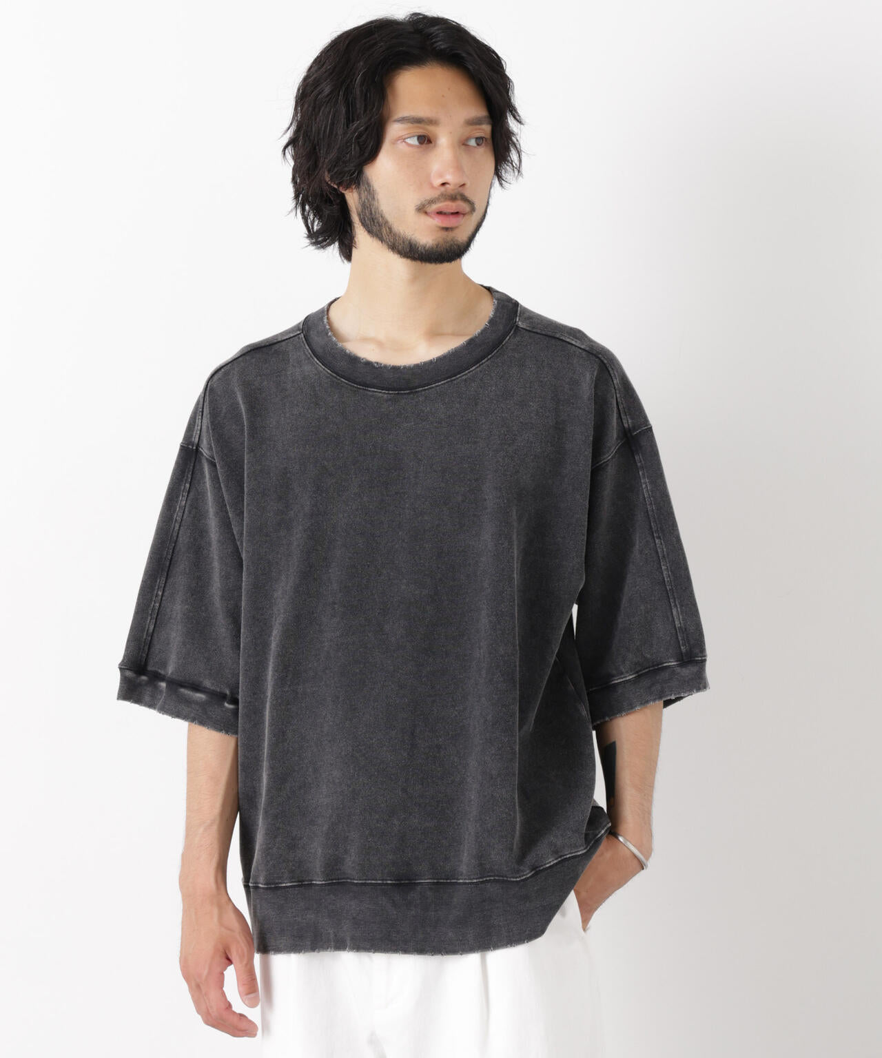 ケミカル加工袖線切替えTシャツ 6686224205