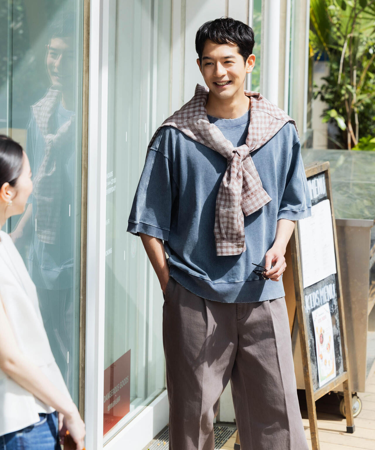 ケミカル加工袖線切替えTシャツ 6686224205
