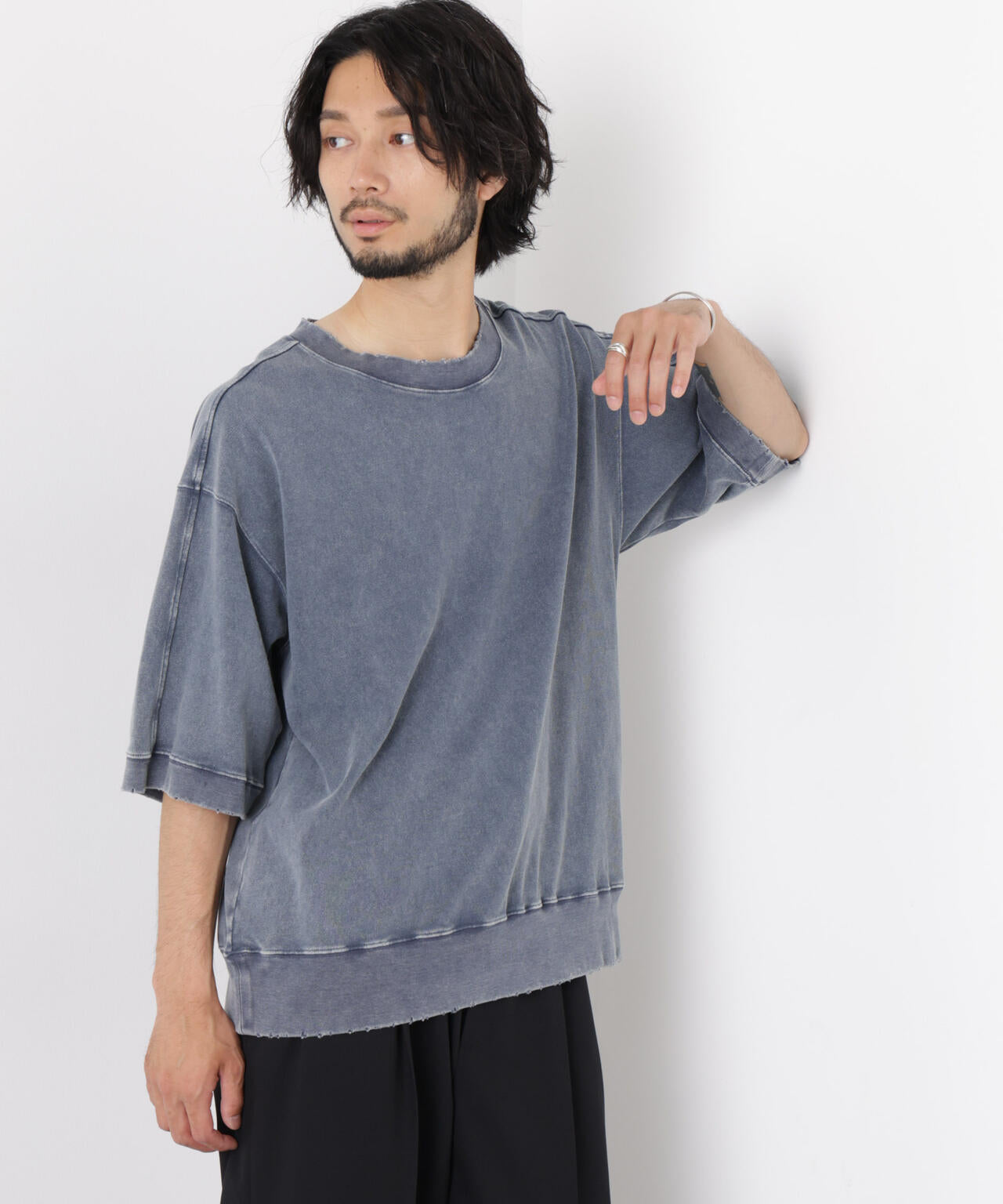 ケミカル加工袖線切替えTシャツ 6686224205