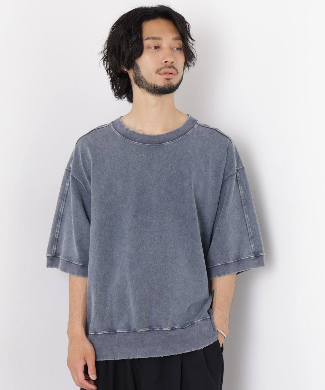 ケミカル加工袖線切替えTシャツ 6686224205