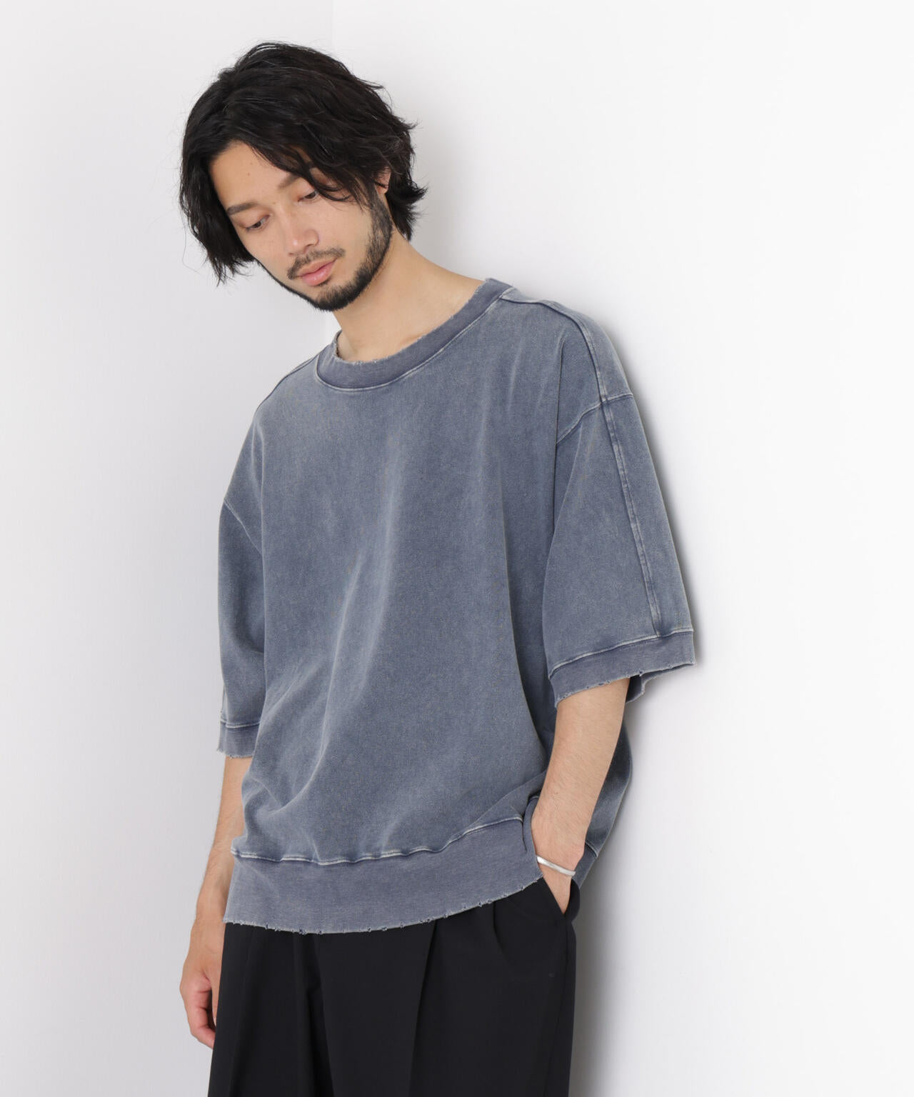 ケミカル加工袖線切替えTシャツ 6686224205