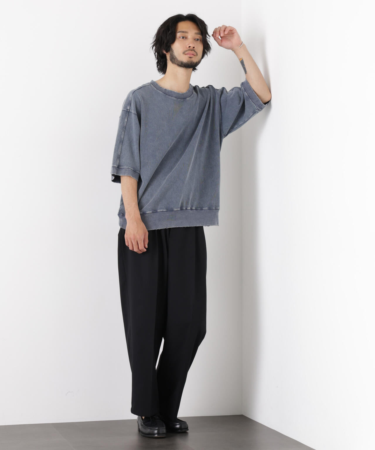 ケミカル加工袖線切替えTシャツ 6686224205