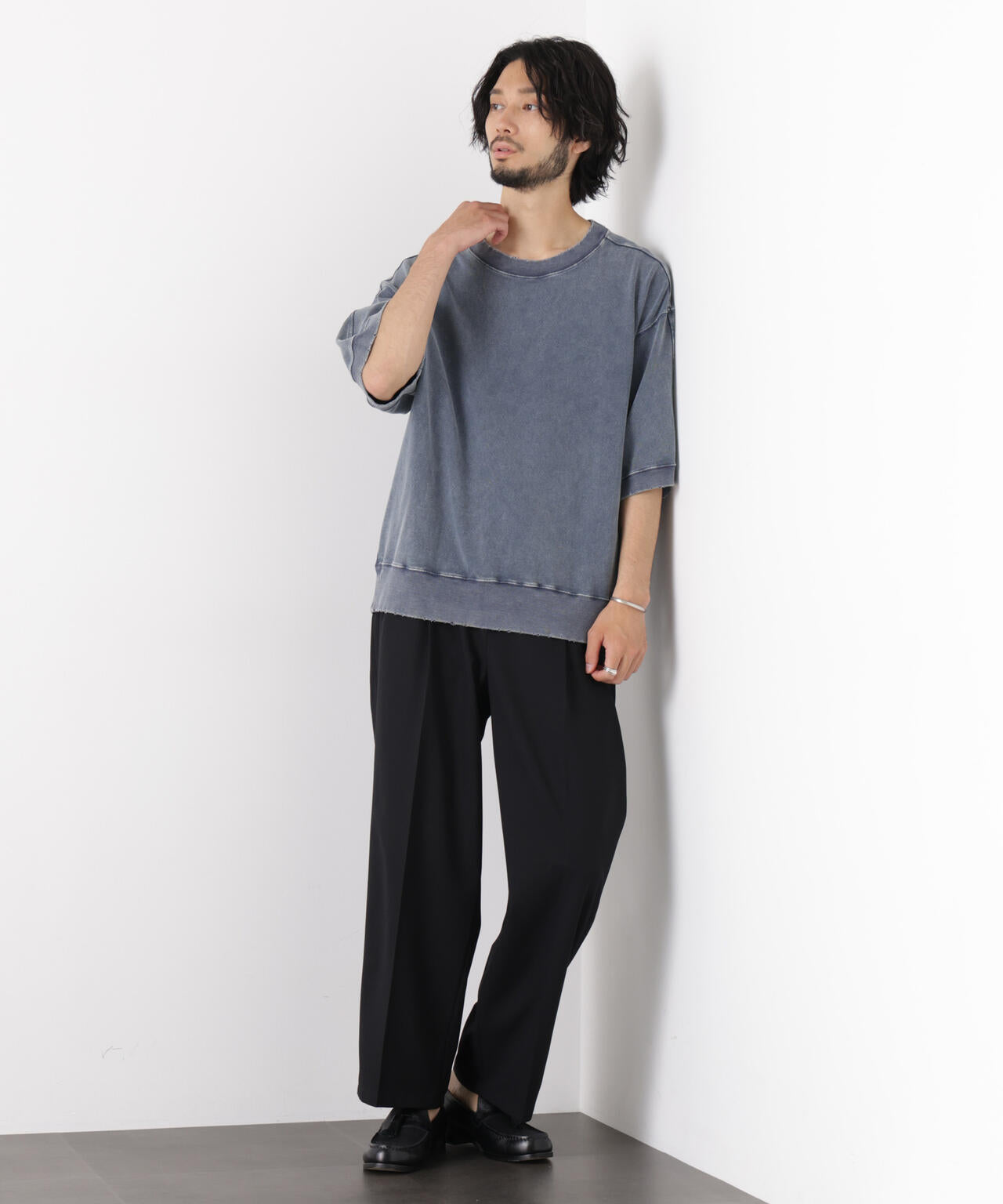 ケミカル加工袖線切替えTシャツ 6686224205