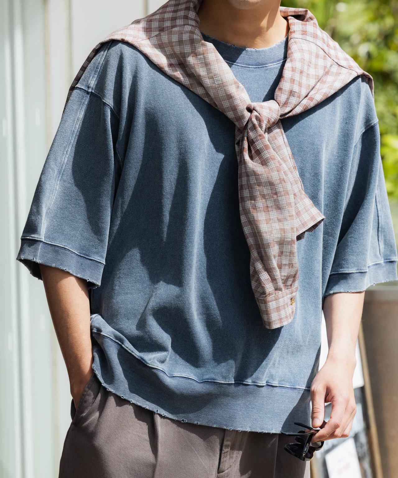 ケミカル加工袖線切替えTシャツ 6686224205