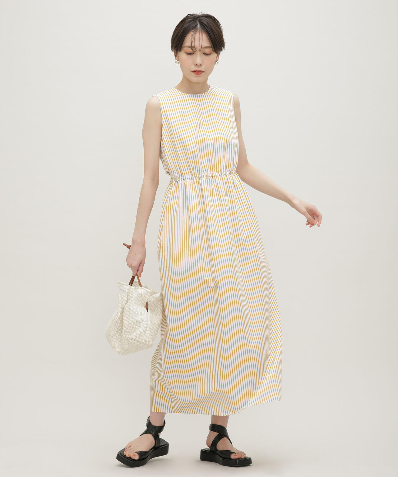 LB.03/ウエストスリットノースリーブワンピース 6693119304