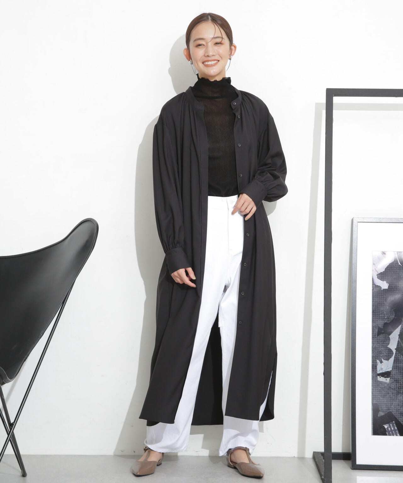 シャツワンピース+ニットベストセット 6693219332