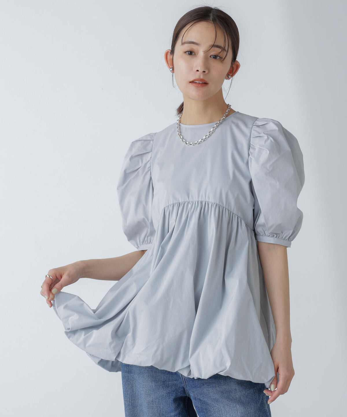 「星玲奈×NANO universe」タックスリーブバルーンブラウス 6694121303