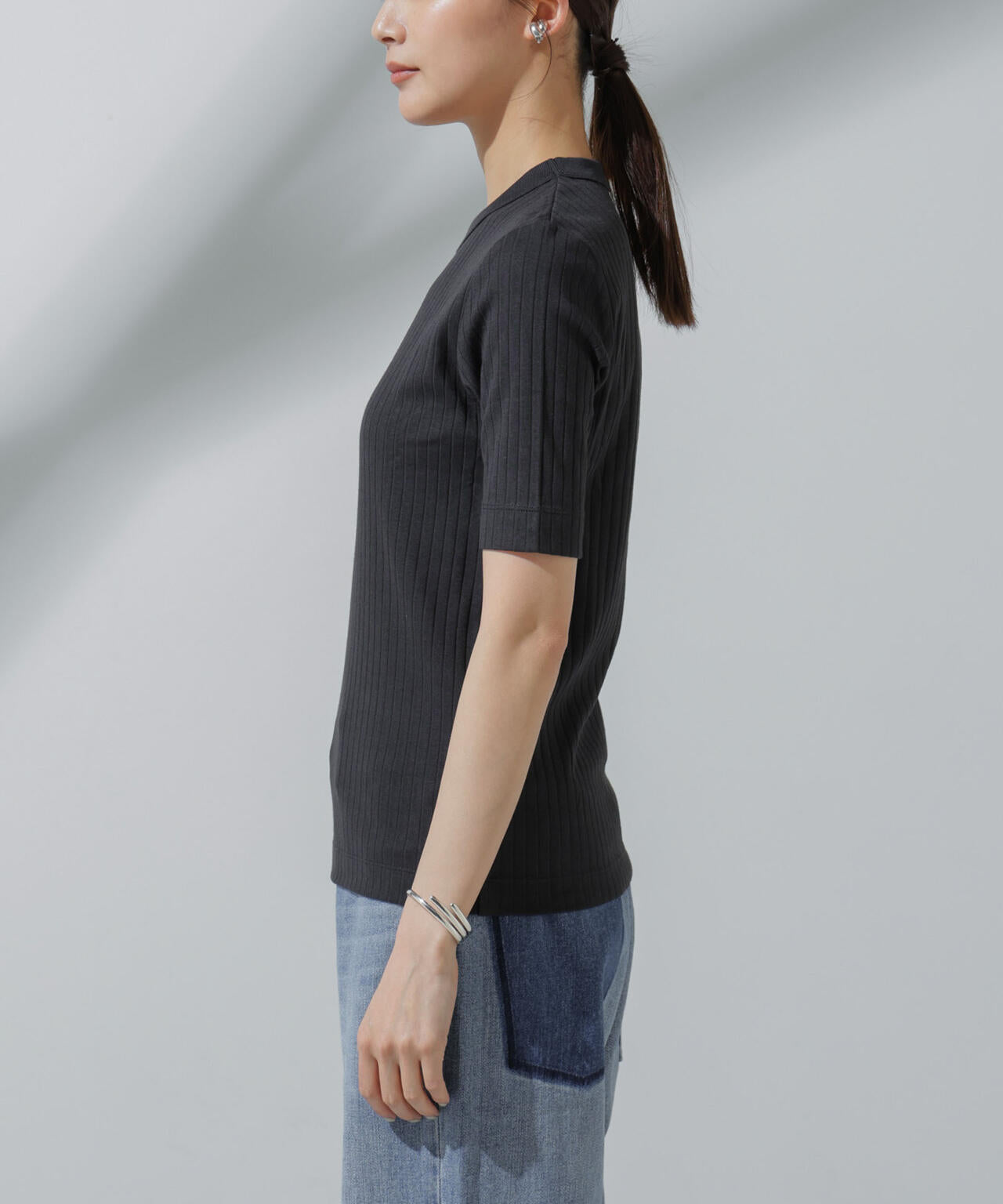 Anti Soaked(R) 汗染み防止 クルーネックリブTシャツ 6694124306