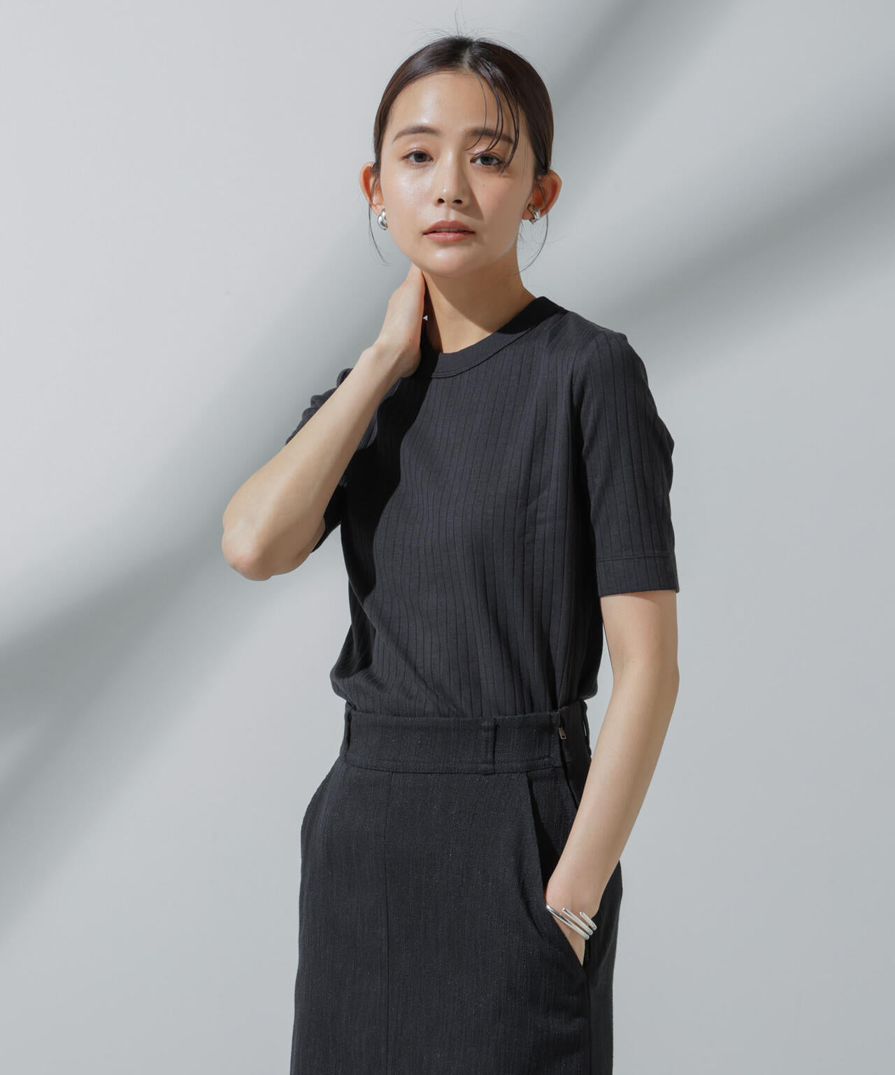 Anti Soaked(R) 汗染み防止 クルーネックリブTシャツ 6694124306