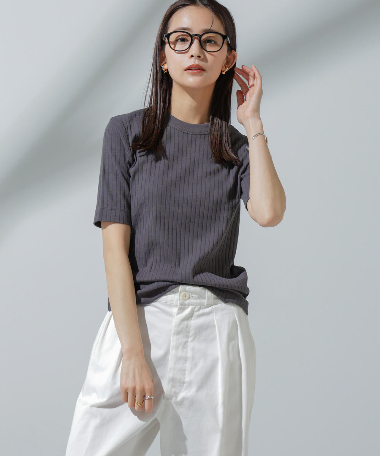 Anti Soaked(R) 汗染み防止 クルーネックリブTシャツ 6694124306