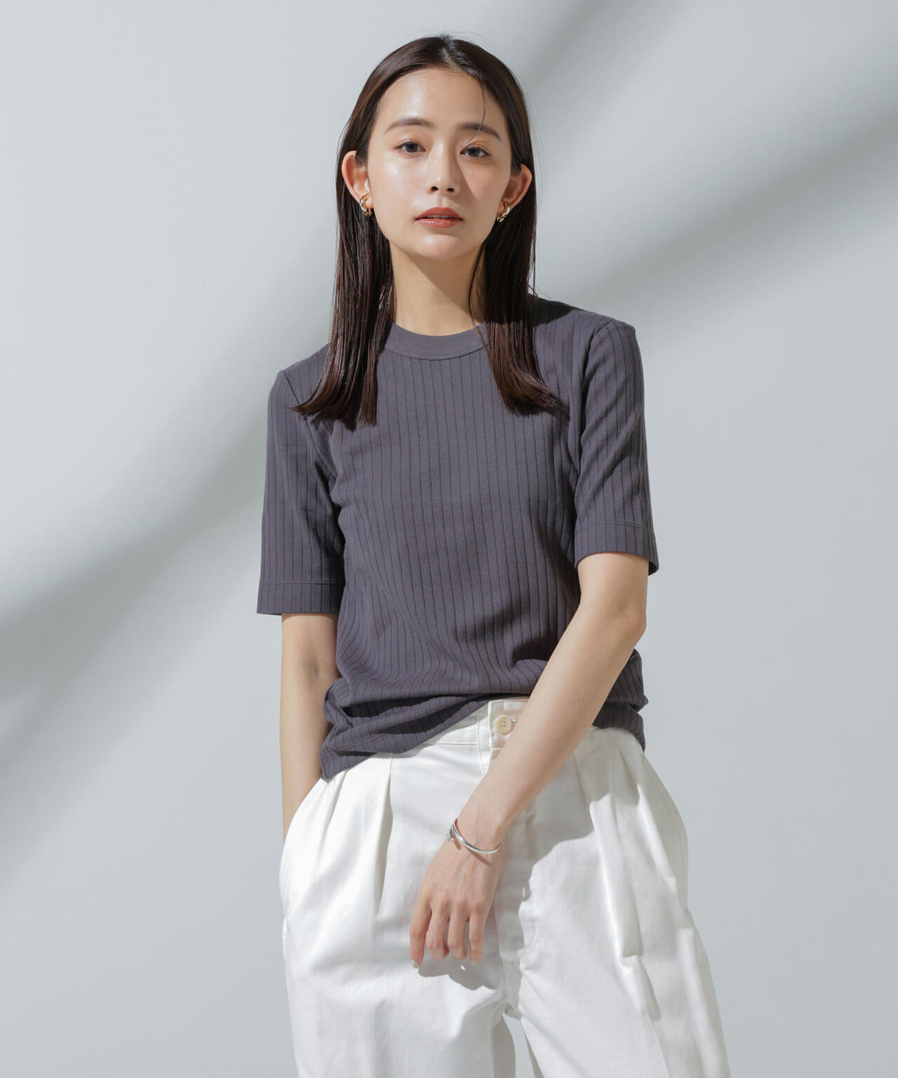 Anti Soaked(R) 汗染み防止 クルーネックリブTシャツ 6694124306