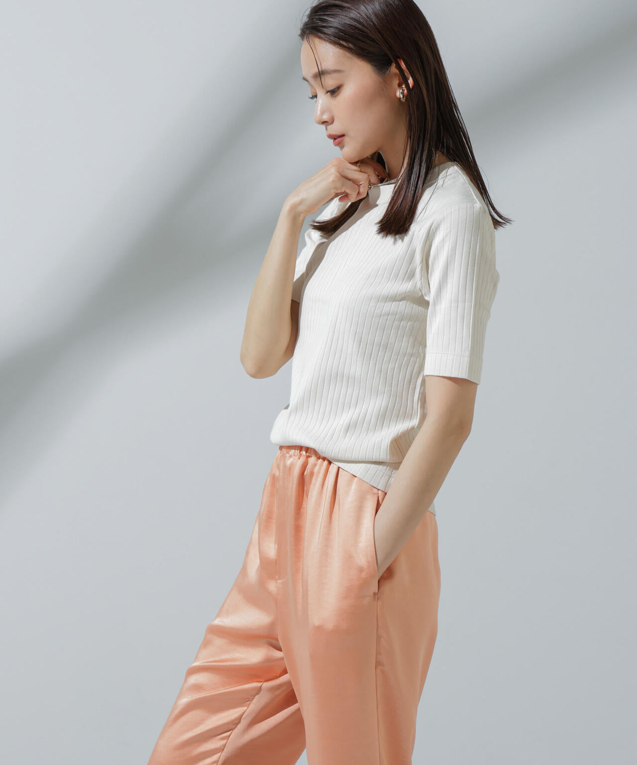 Anti Soaked(R) 汗染み防止 クルーネックリブTシャツ 6694124306