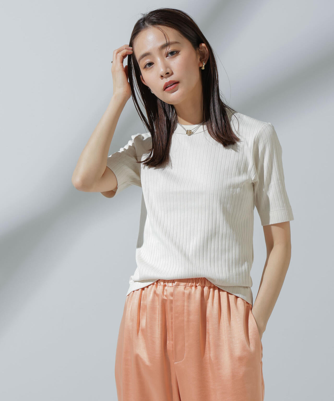 Anti Soaked(R) 汗染み防止 クルーネックリブTシャツ 6694124306