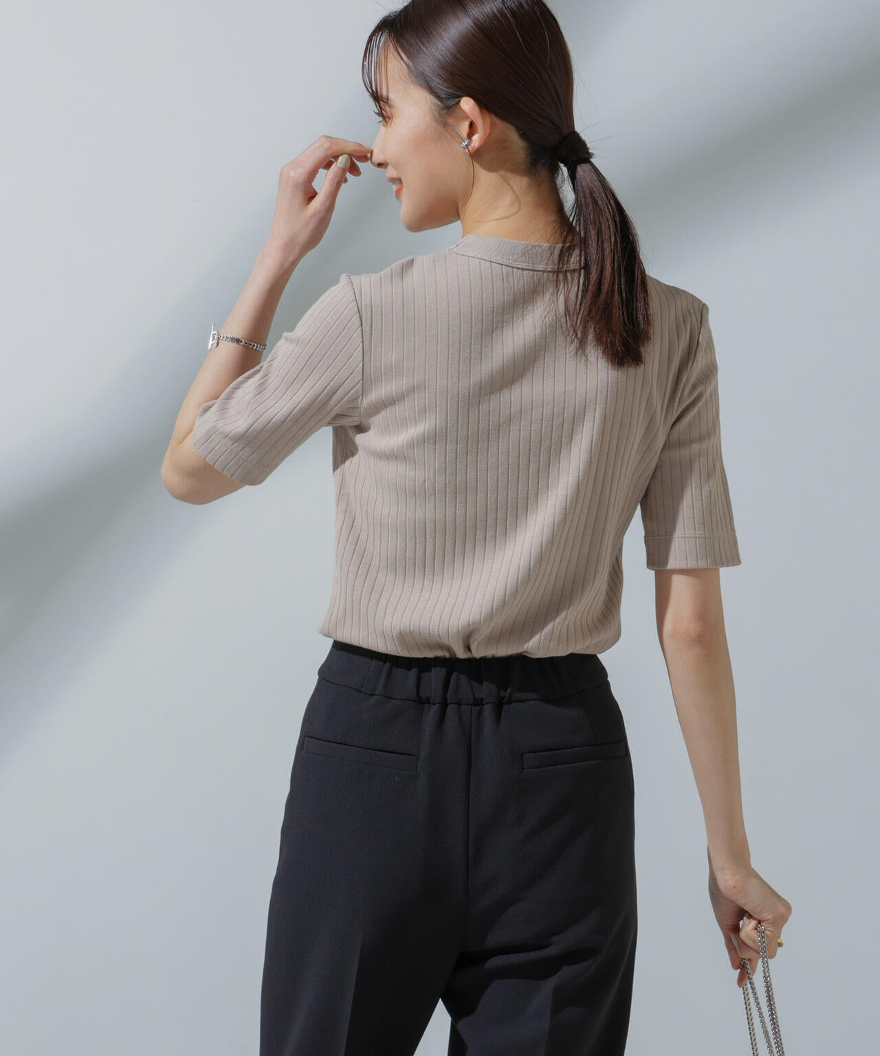 Anti Soaked(R) 汗染み防止 クルーネックリブTシャツ 6694124306