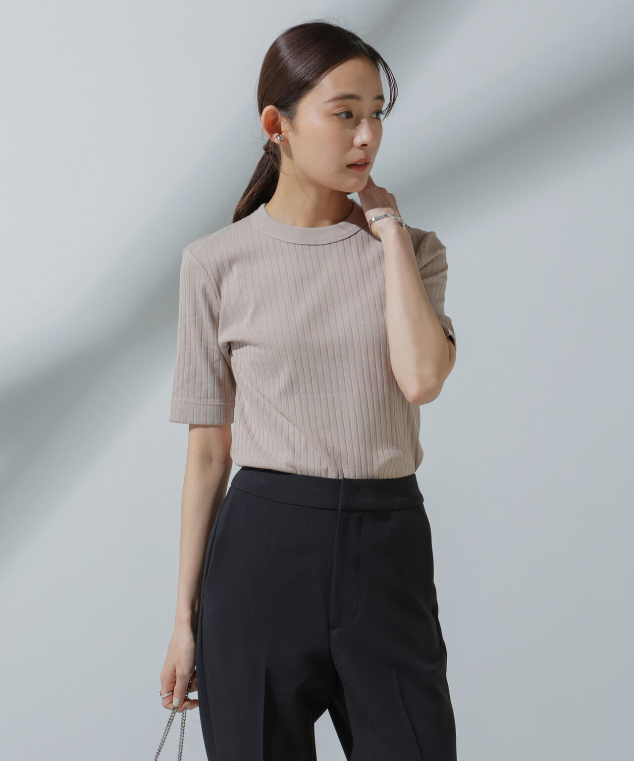 Anti Soaked(R) 汗染み防止 クルーネックリブTシャツ 6694124306