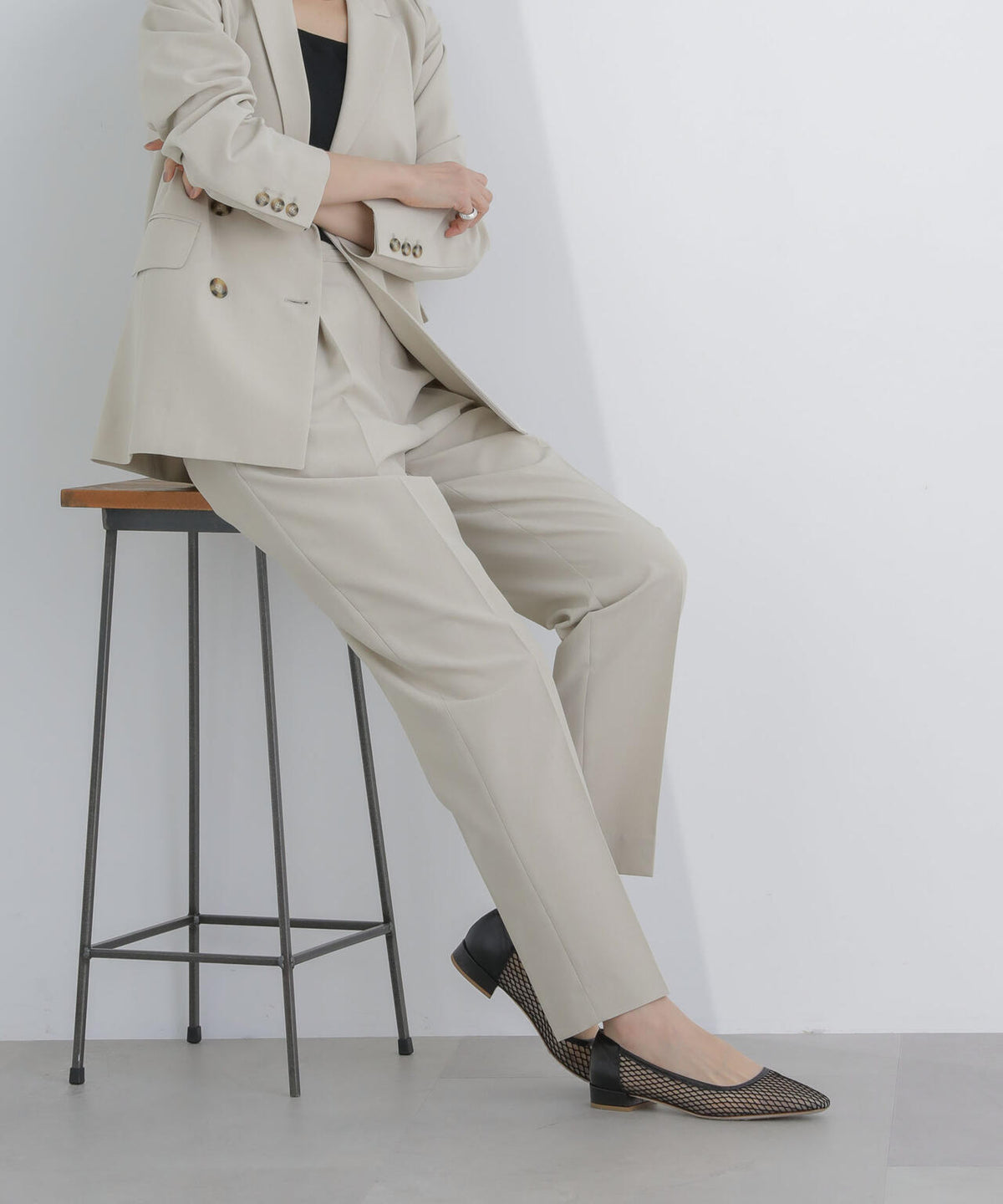 ライトファンクション ベルト付きタックテーパードパンツ(セットアップ可) 6694127301
