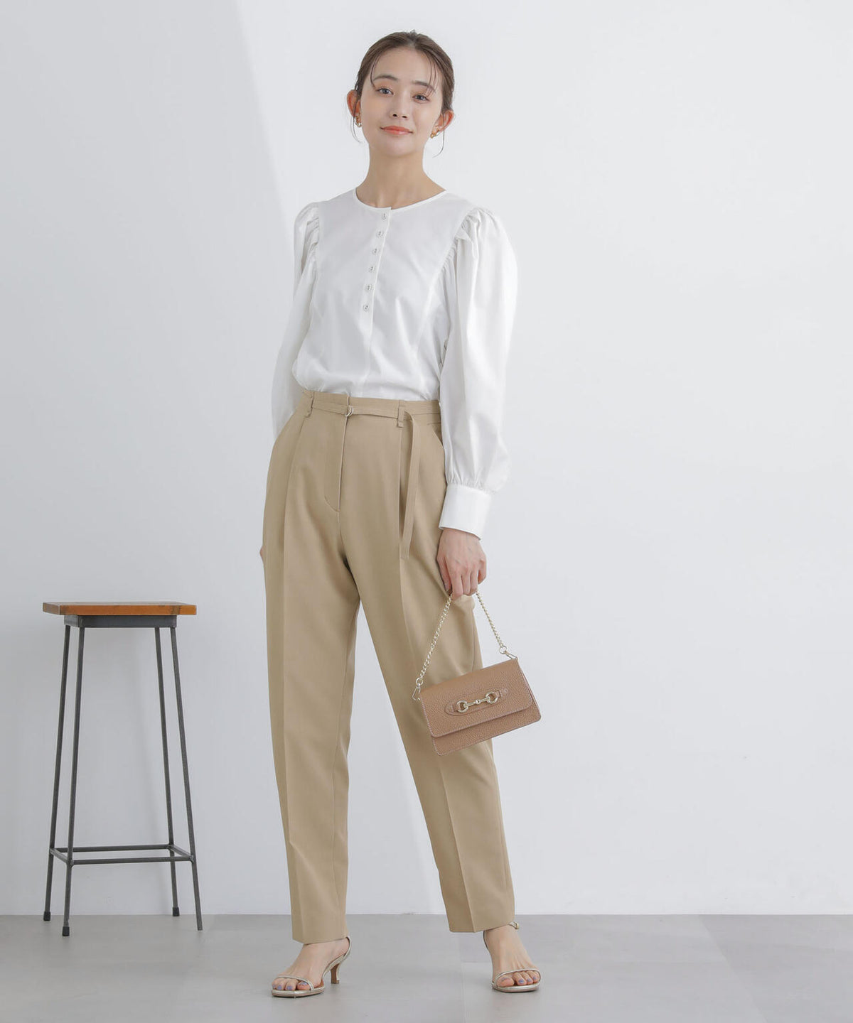 ライトファンクション ベルト付きタックテーパードパンツ(セットアップ可) 6694127301