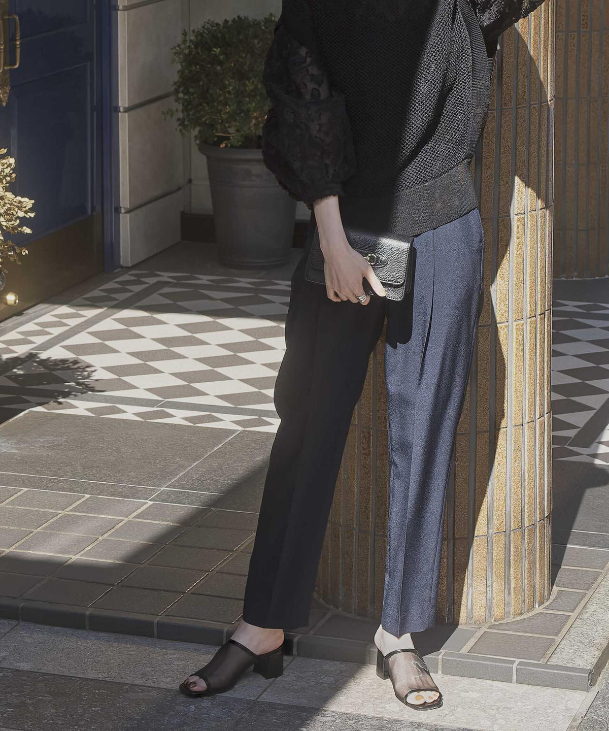 ライトファンクション ベルト付きタックテーパードパンツ(セットアップ可) 6694127301