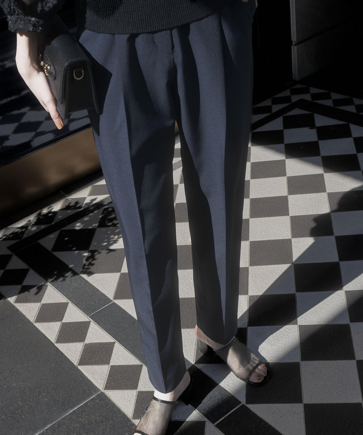 ライトファンクション ベルト付きタックテーパードパンツ(セットアップ可) 6694127301