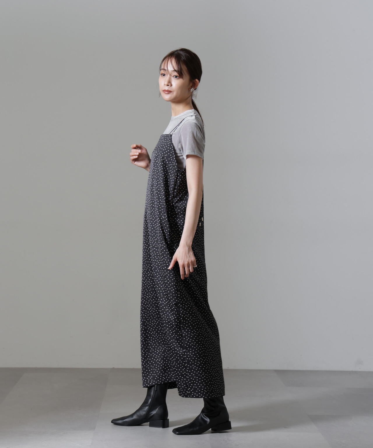 ドットプリントサテンキャミワンピース 6694219328