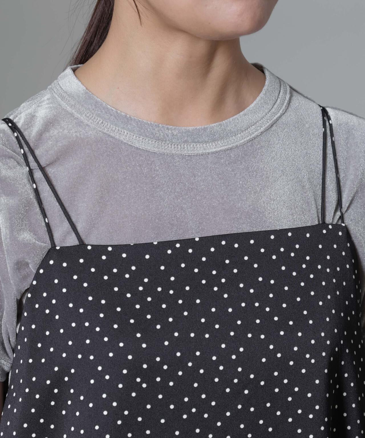 ドットプリントサテンキャミワンピース 6694219328