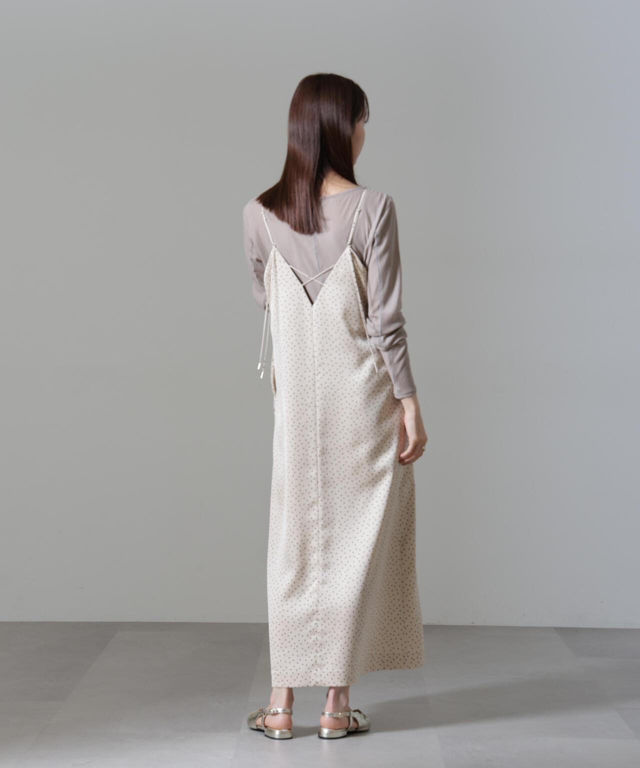 ドットプリントサテンキャミワンピース 6694219328