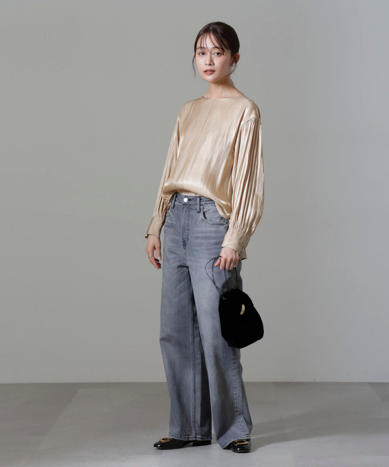 ブライトシアーギャザーブラウス 6694220305