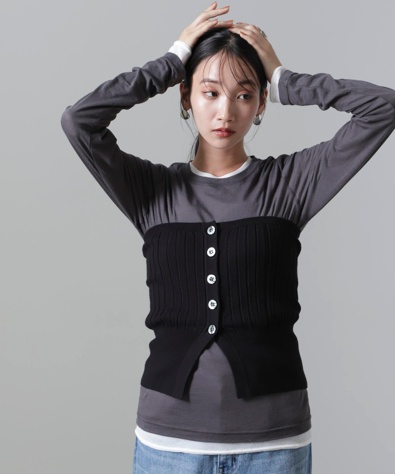 2WAYリブニットベアトップビスチェ 6694222311