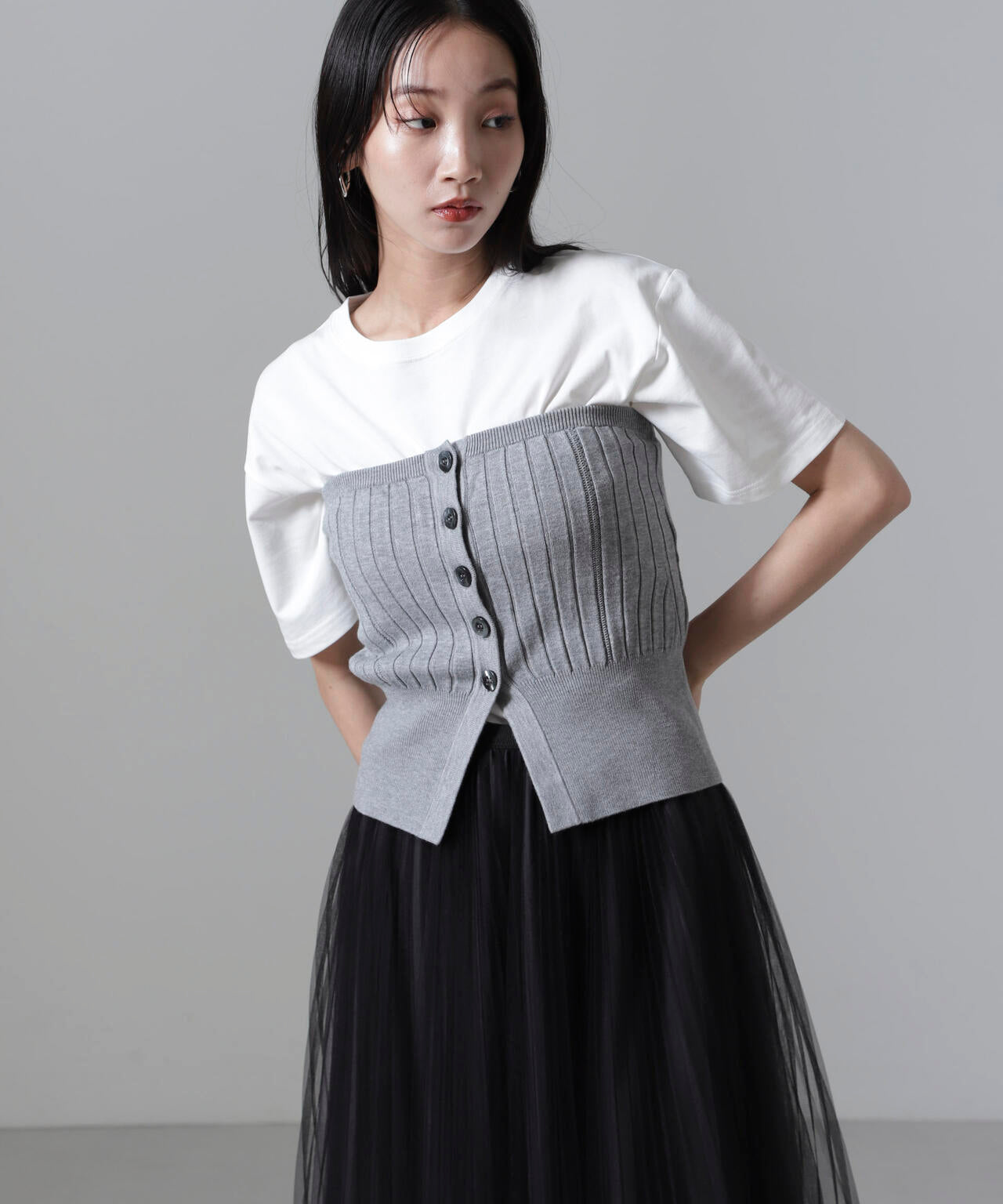 2WAYリブニットベアトップビスチェ 6694222311