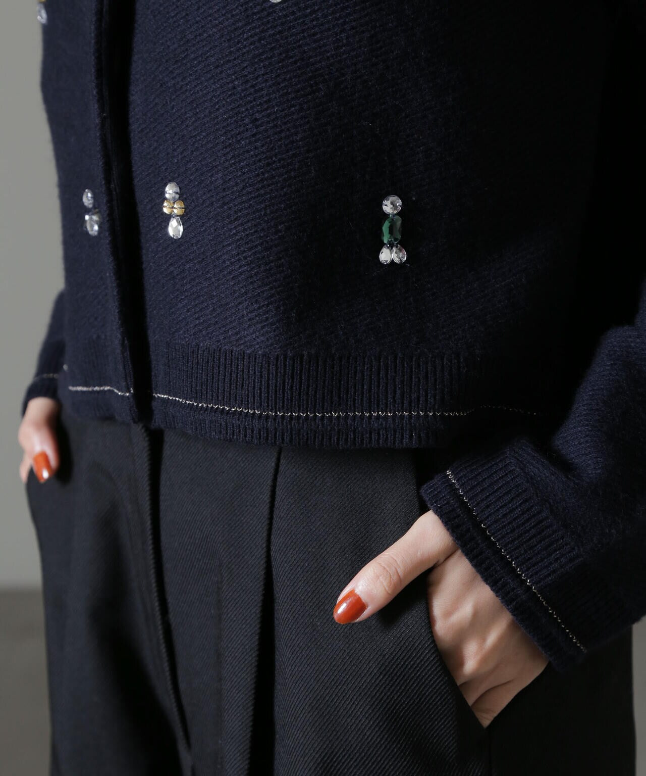 ビジュー刺繍ニットカーディガン 6694222331