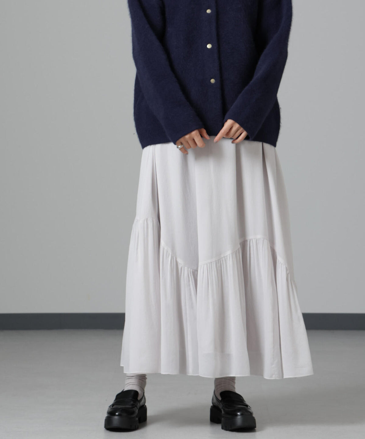 アシメティアードシフォンギャザースカート 6694230325