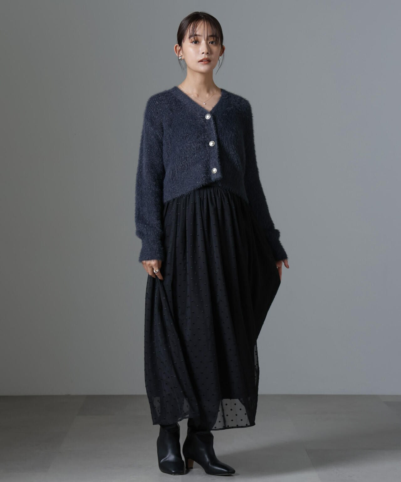 ドット刺繍チュールギャザースカート 6694230329