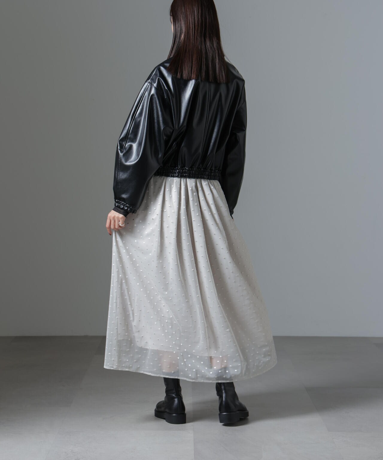 ドット刺繍チュールギャザースカート 6694230329