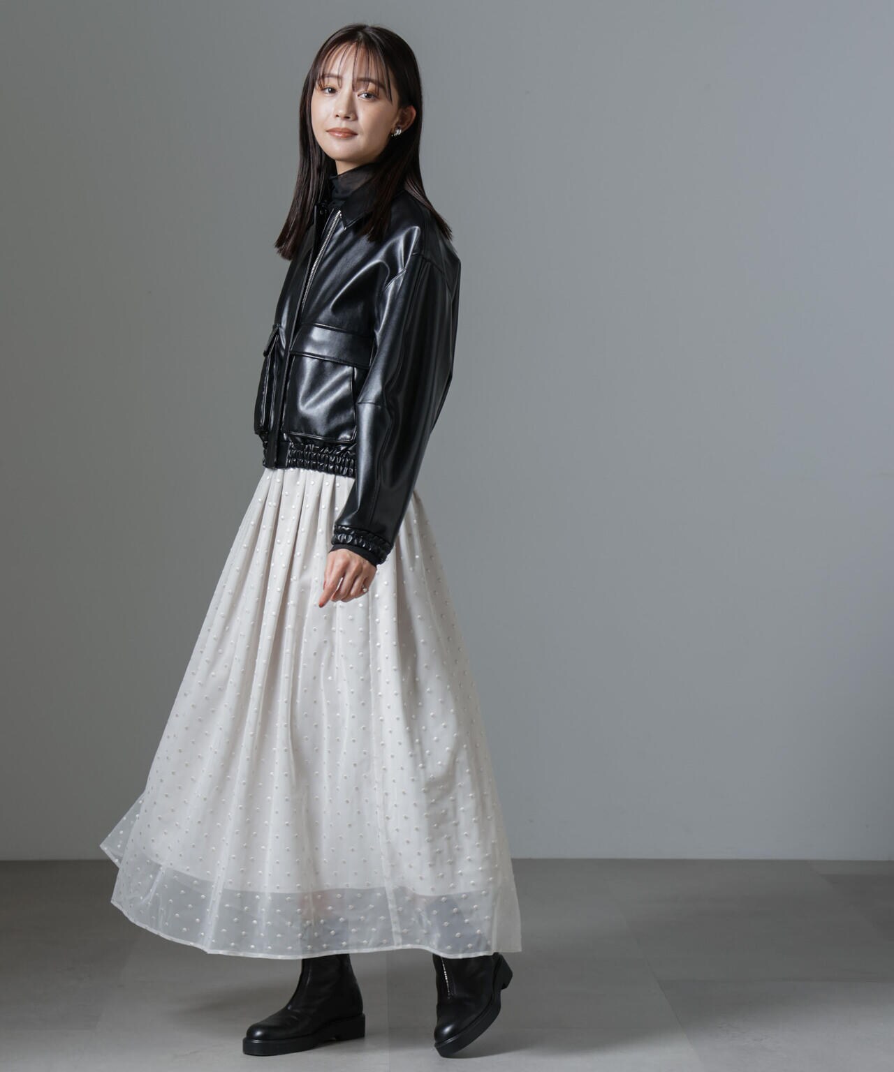 ドット刺繍チュールギャザースカート 6694230329