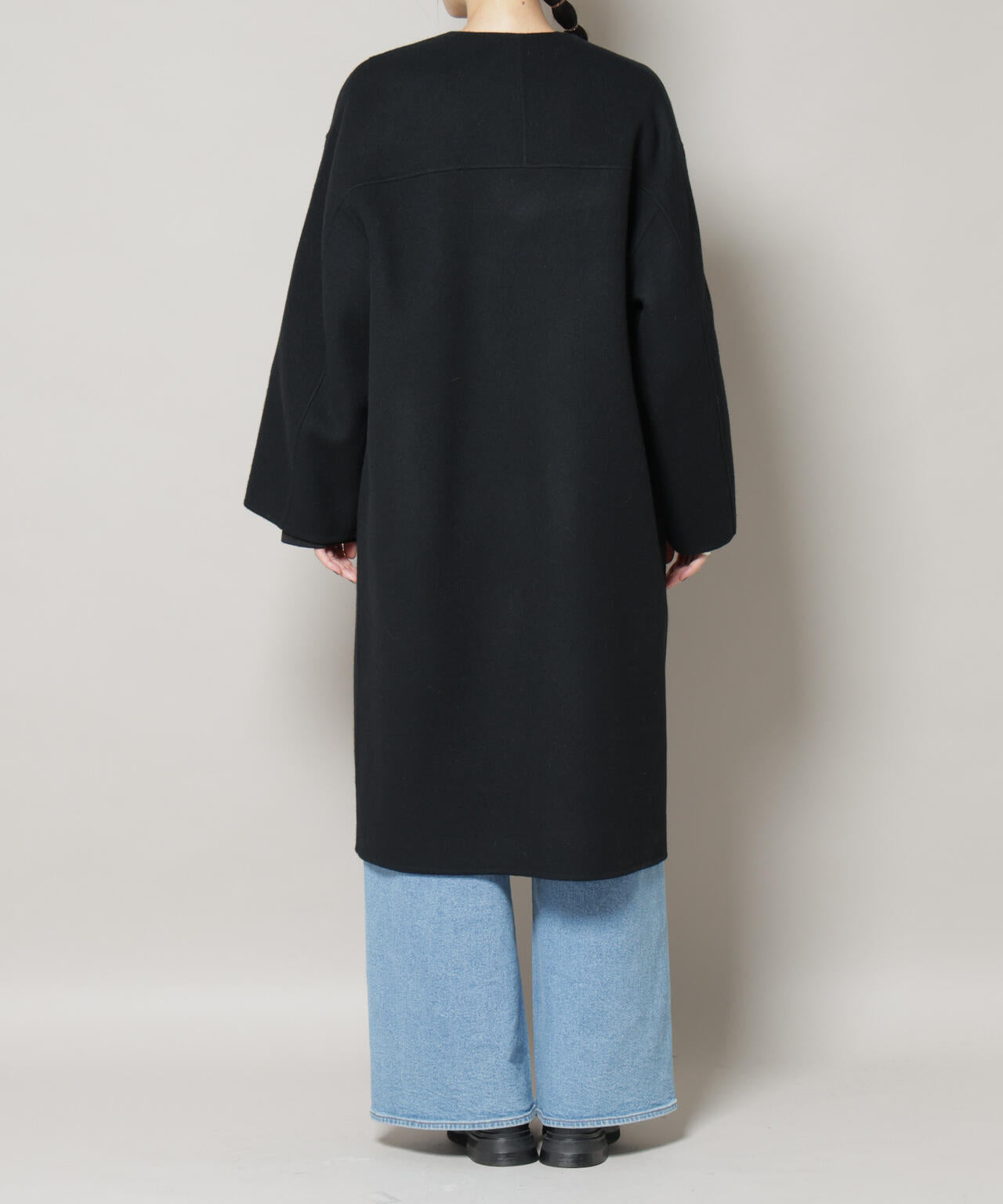 SUPER110blend リバーノーカラーロングコート 6695211303