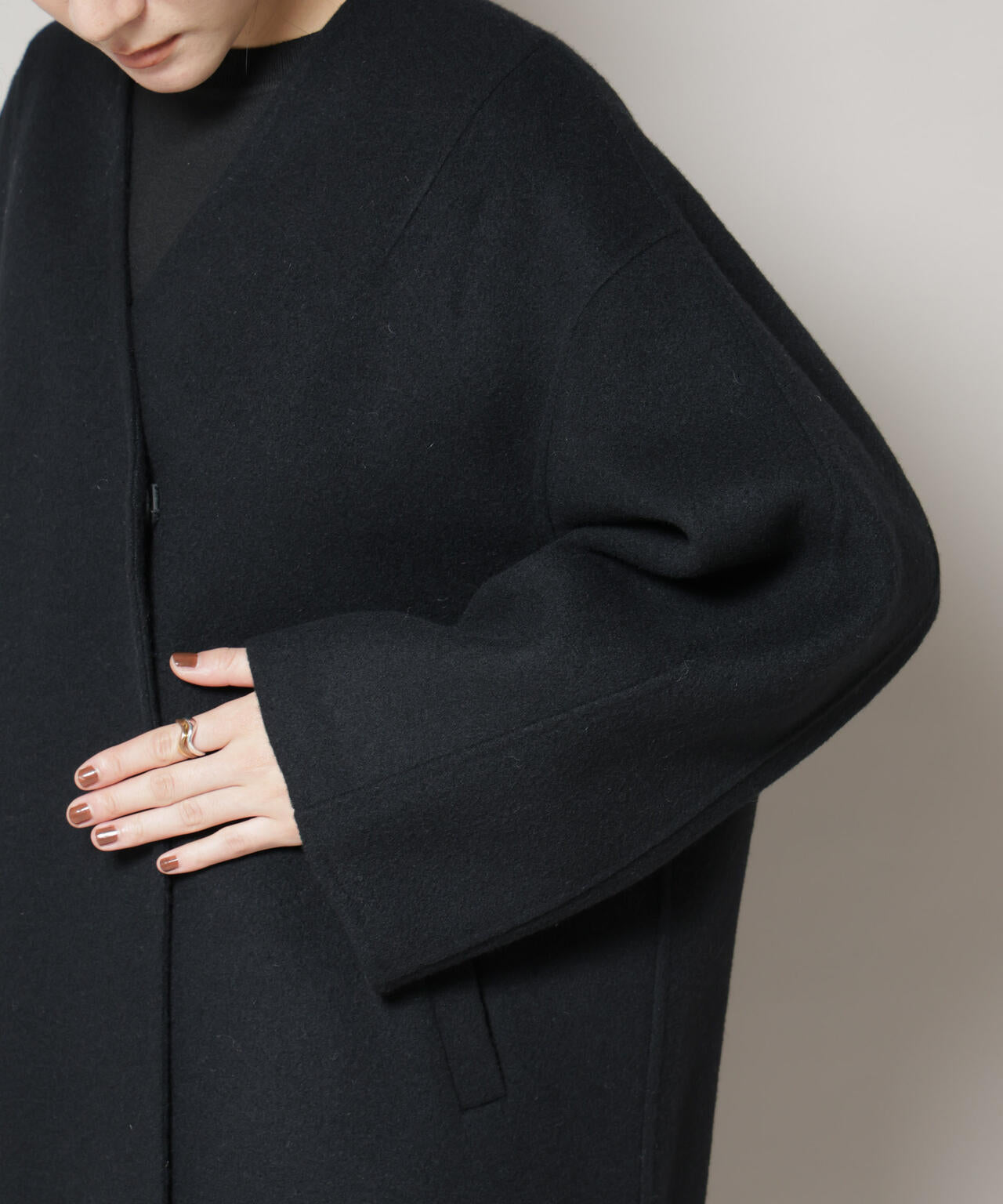 SUPER110blend リバーノーカラーロングコート 6695211303