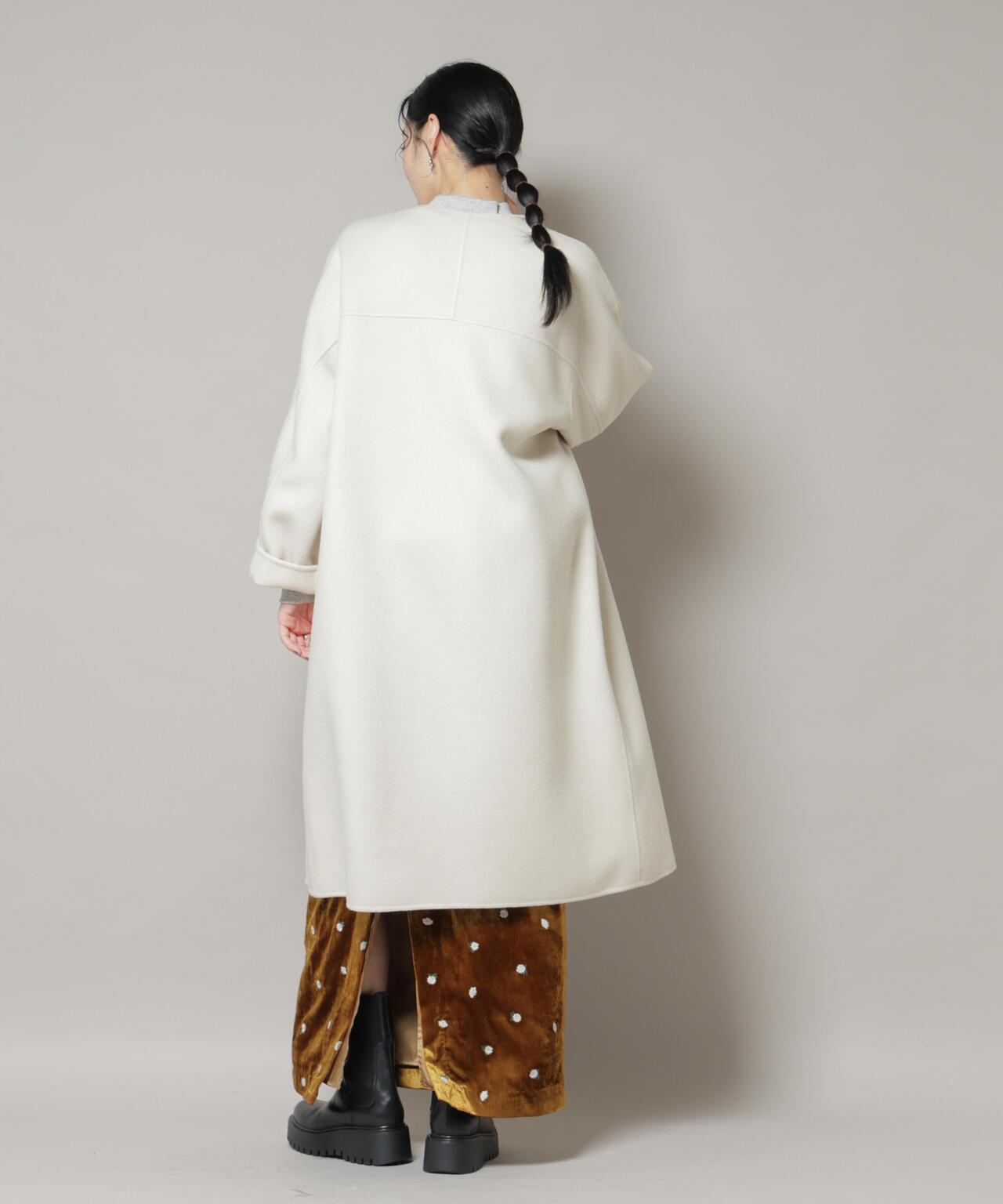 SUPER110blend リバーノーカラーロングコート 6695211303