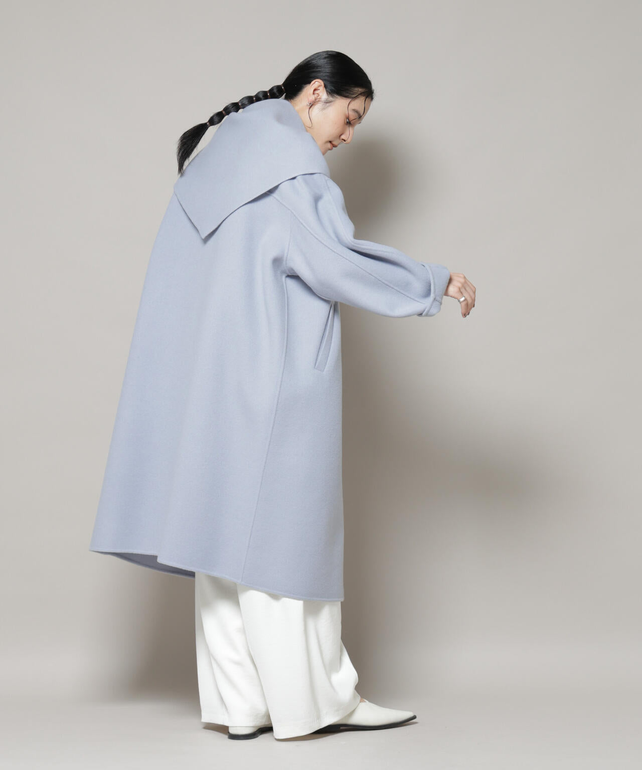 SUPER110blend リバーノーカラーロングコート 6695211303