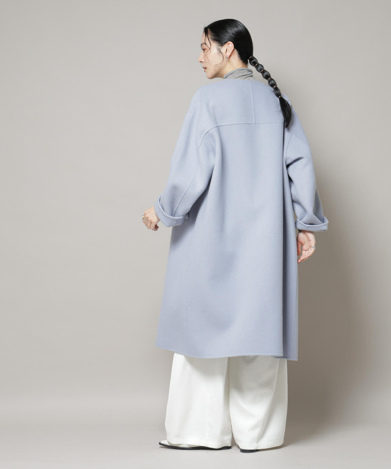 SUPER110blend リバーノーカラーロングコート 6695211303