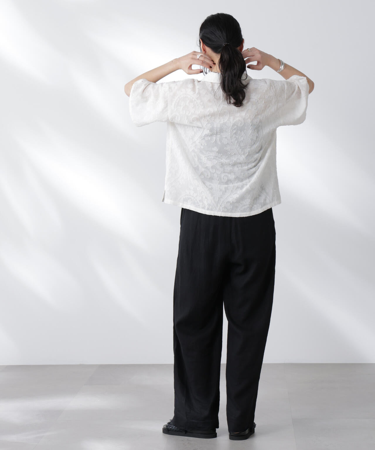 made in india カットワークジャカードシャツ(セットアップ可) 6695221300