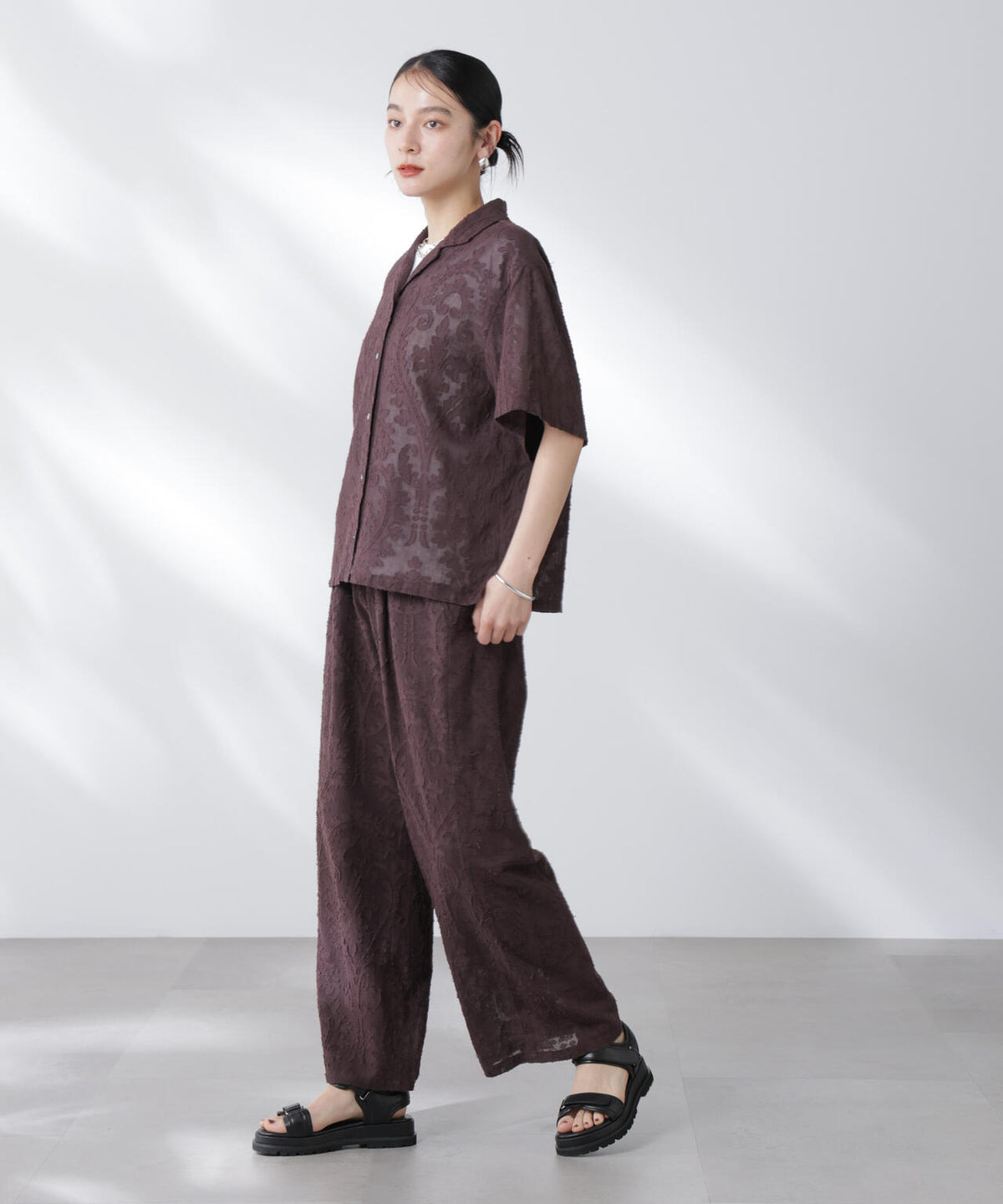 made in india カットワークジャカードシャツ(セットアップ可) 6695221300
