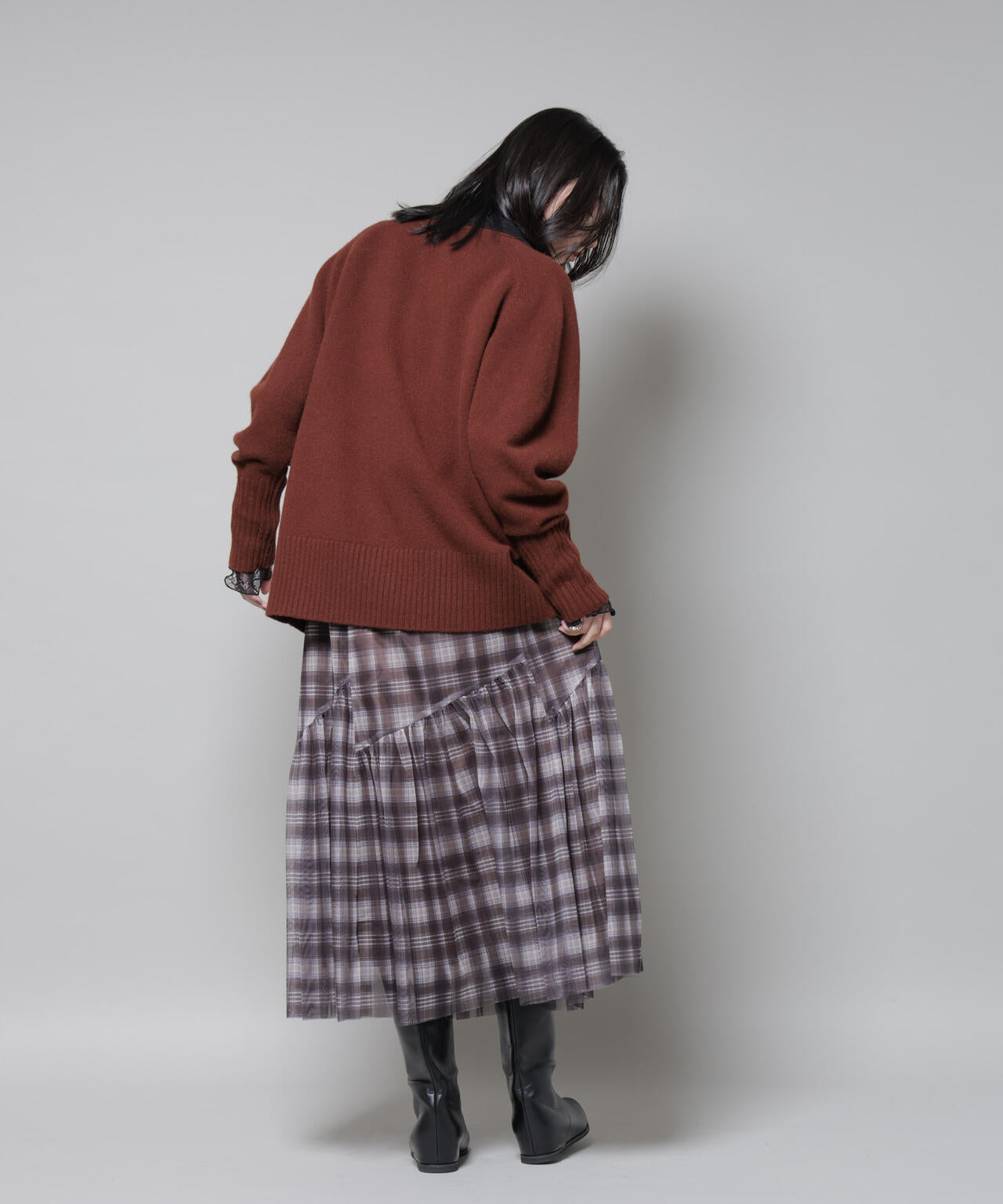 AQUAウールカシミヤVネックカーディガン 6695222311