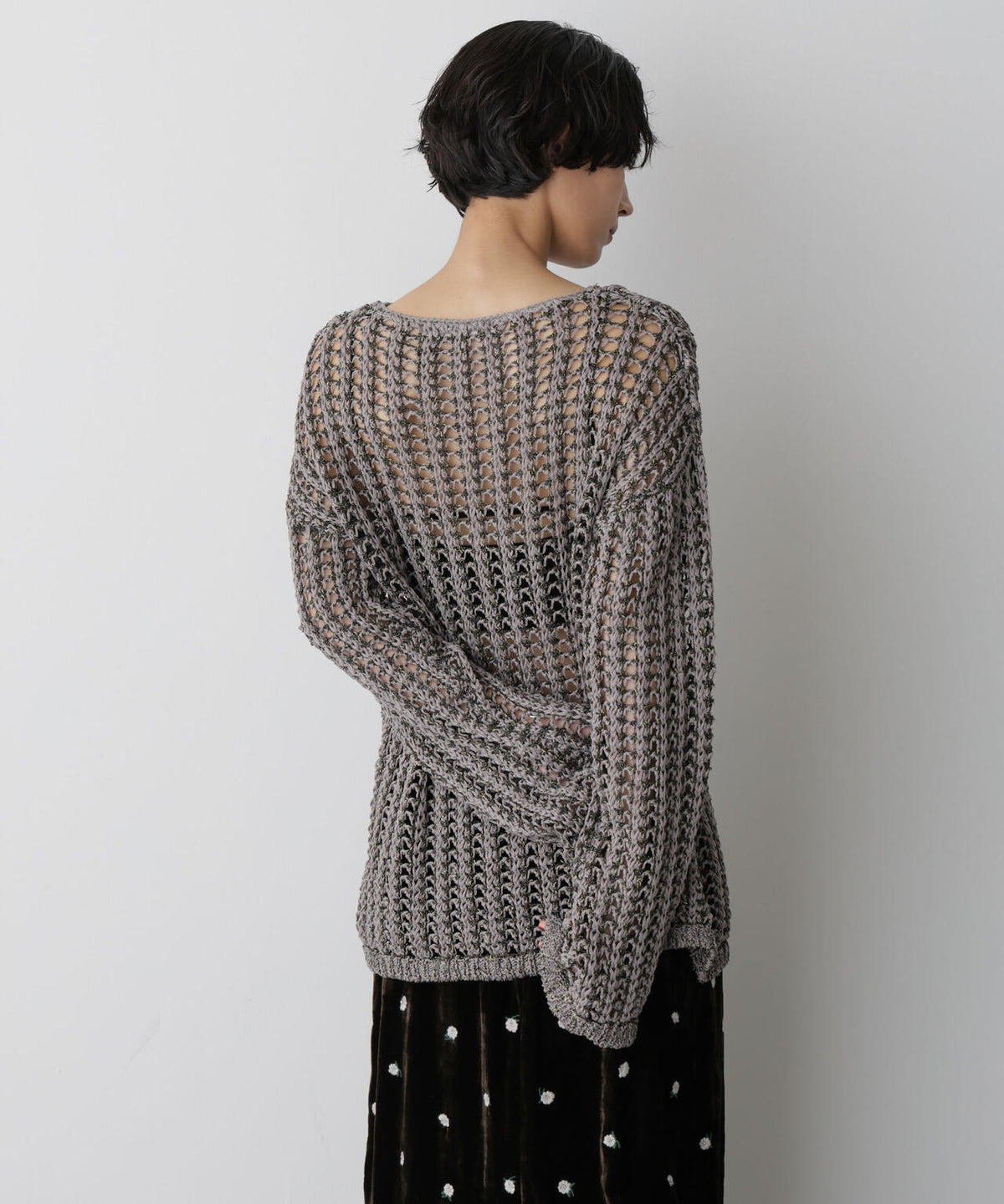 「STEVELOUR」シャイニーレースニットトップス 6695222327