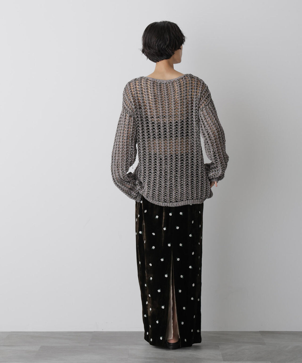 「STEVELOUR」シャイニーレースニットトップス 6695222327