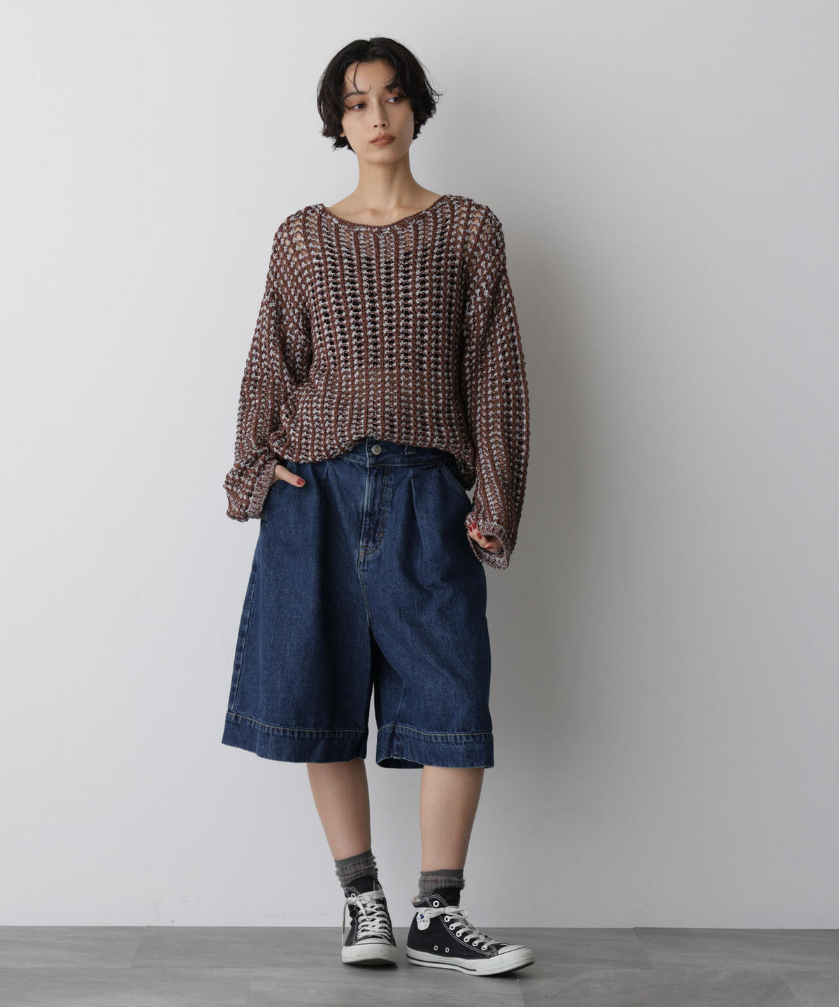 「STEVELOUR」シャイニーレースニットトップス 6695222327