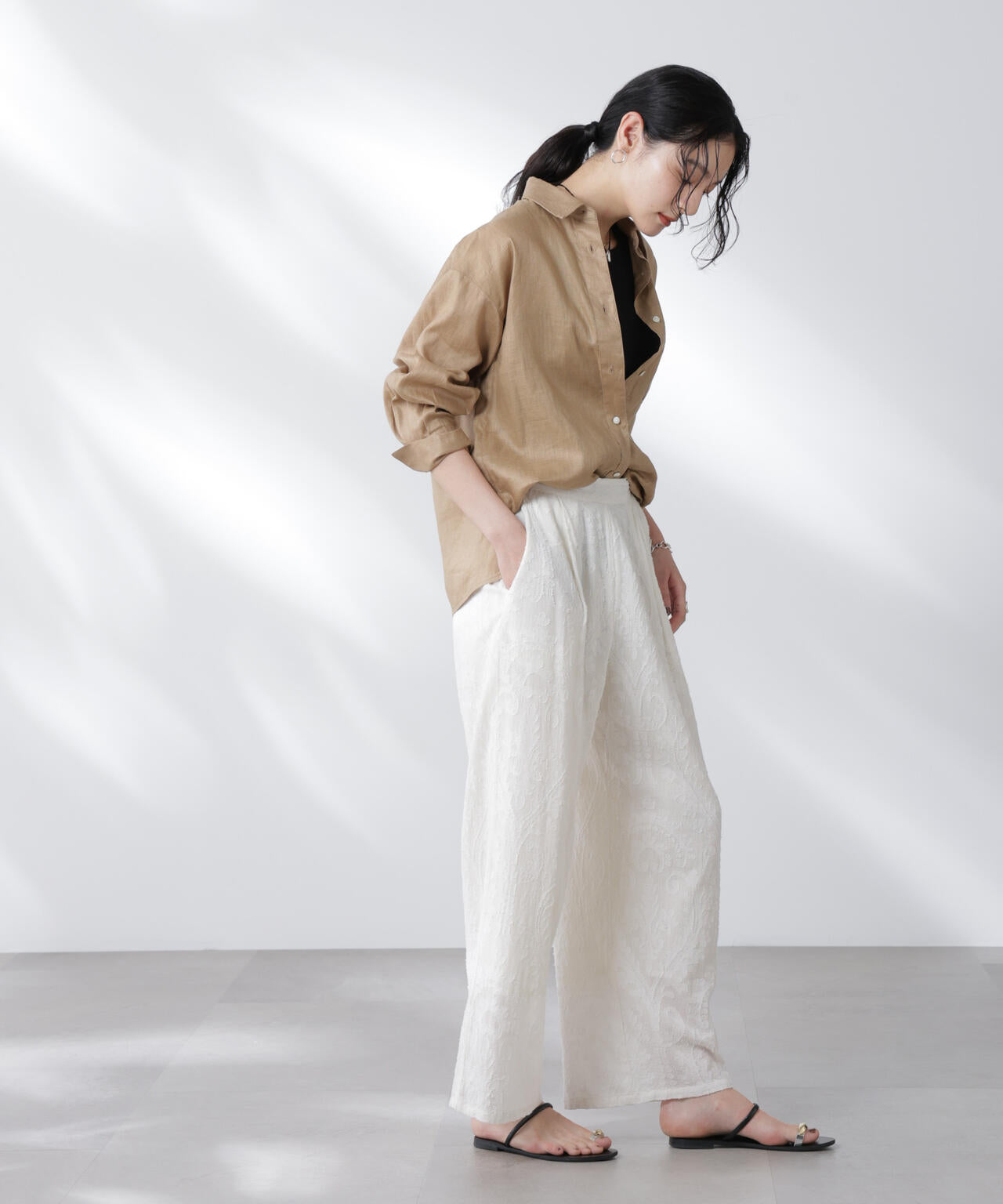 made in india カットワークジャカードパンツ(セットアップ可) 6695227300