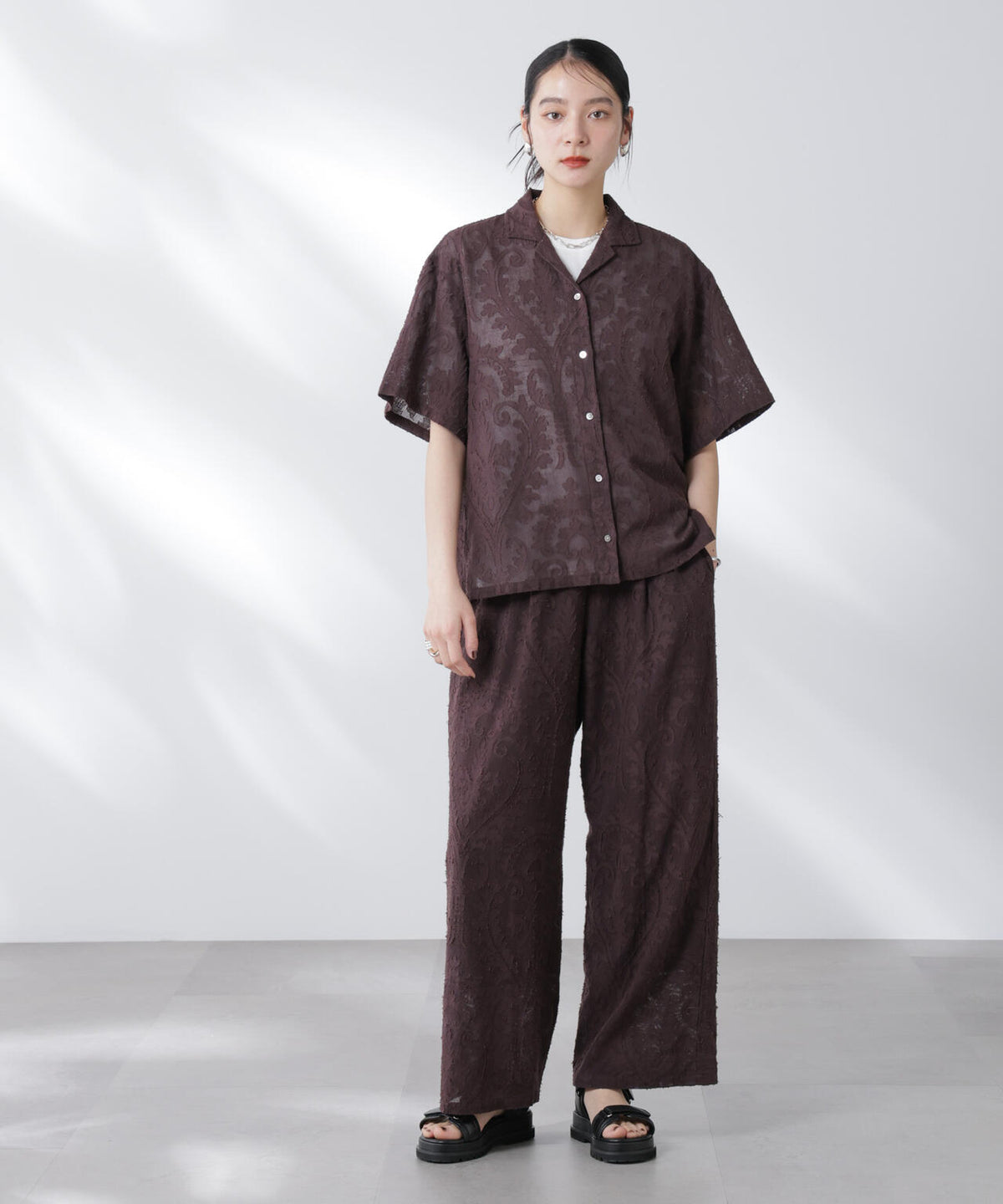 made in india カットワークジャカードパンツ(セットアップ可) 6695227300